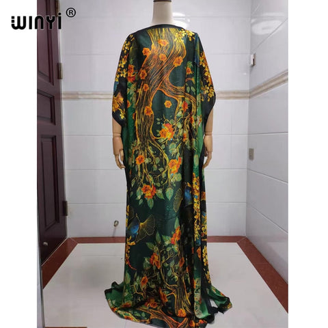 Image of Fancy Abaya Dress Women Print Bohemia Hijab Loose Muslim dress-FrenzyAfricanFashion.com