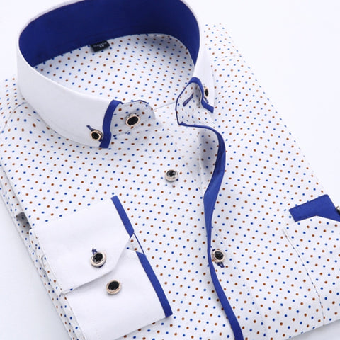 Image of Jenkins Dress Shirt Long Sleeve Slim Fit Button Down Collar Business Shirts-FrenzyAfricanFashion.com