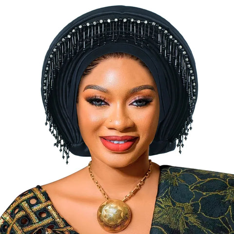 Image of Already Made African Headtie Women's Turban Cap Female Head Wraps Nigeria Wedding Auto Geles Party Headwear Hat African Headtie-FrenzyAfricanFashion.com