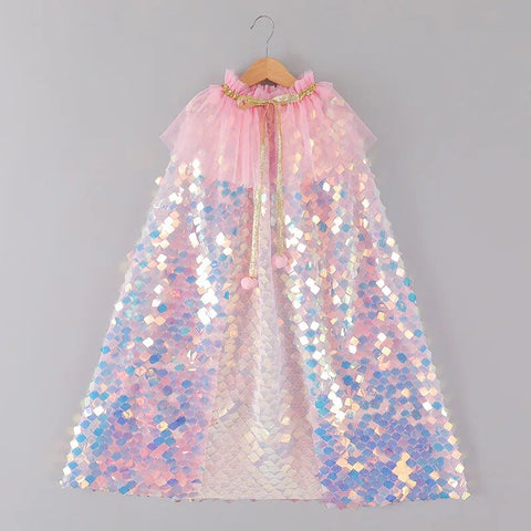 Image of Girls Little Mermaid Cloak Children Cloak Kids Shiny Bright Party Costume Girl Dress up-FrenzyAfricanFashion.com