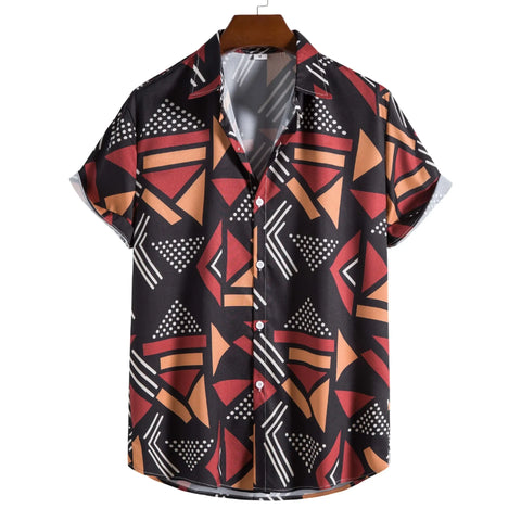 Image of Hawaiian Shirt 2022 Summer New Men's Shirts Casual Fashion Trend Lapel Printed Short Sleeve Shirts Camisas Para Hombre-FrenzyAfricanFashion.com