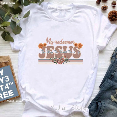 Image of All My Hope Is In Jesus Graphic Print T-Shirt Women-FrenzyAfricanFashion.com