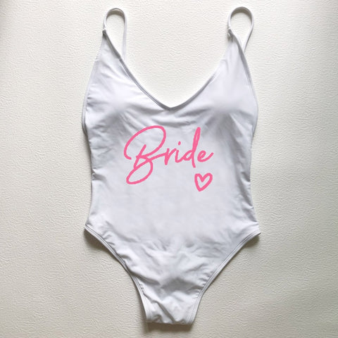 Image of Sexy Padded One Piece Swimsuit TEAM Bride love Swimwear Women Summer Beachwear Bachelor Party Plus Size Bathing Suit Swimming-FrenzyAfricanFashion.com