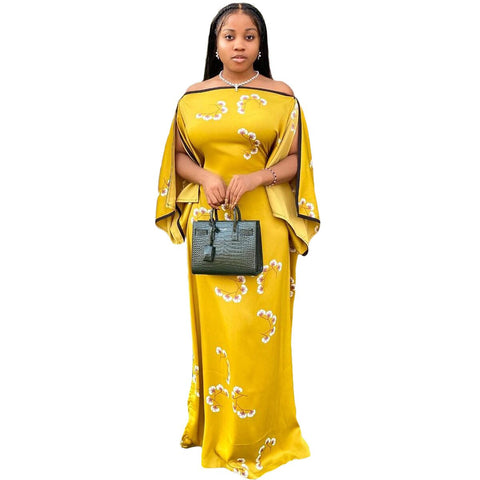 Image of African Women Short Sleeve Long Dress Maxi-FrenzyAfricanFashion.com