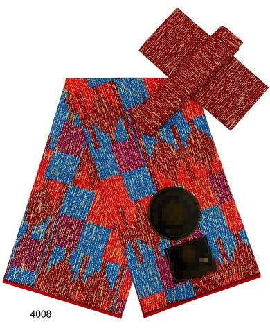 Image of Blue kente Wax Print Fuchsia Fabric Dress Craft DIY Cotton Nananom-FrenzyAfricanFashion.com