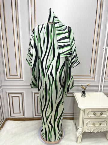 Image of African Attire Dresses Women Boubou with Headtie Dashiki Kaftan-FrenzyAfricanFashion.com