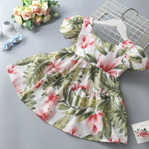 Image of Summer Toddler Dresses Baby Girl Clothes Cute Flowers Print Princess Dress-FrenzyAfricanFashion.com