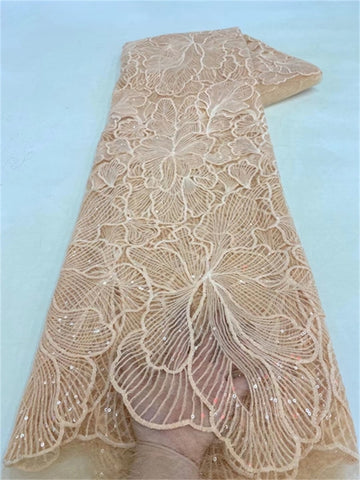 Image of 5 Yards African Sequins Lace Fabric-FrenzyAfricanFashion.com