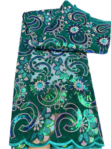 Image of 5 yards High quality African sequins lace fabric wedding Nigerian occasional-FrenzyAfricanFashion.com