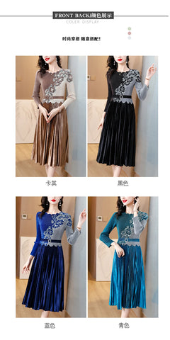 Image of Women's Pleated Long Sleeve Dress-FrenzyAfricanFashion.com