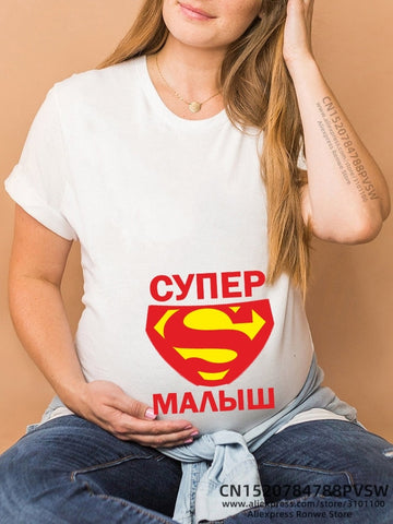 Image of Maternity Clothes Casual Pregnancy T Shirts Baby Print Funny Women Summer Tees Tops White-FrenzyAfricanFashion.com