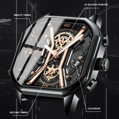 Image of BeniSap Fashion Men Wristwatches Luxury Chronograph Luminous Waterproof Date Man Watch Square-FrenzyAfricanFashion.com