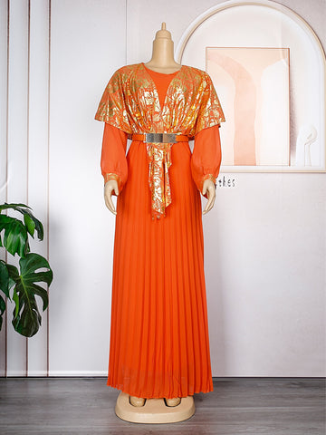 Image of Chiffon Dresses Women Plus Size Evening Party Long Dress Dashiki Print Muslim Abaya Kaftan-FrenzyAfricanFashion.com