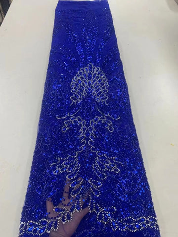 Image of Luxurious Sequence Lace Fabrics With Sequins Beaded-FrenzyAfricanFashion.com