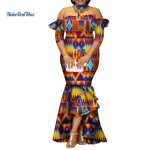 Image of African Dresses for Women Half Sleeve Long Dresses-FrenzyAfricanFashion.com