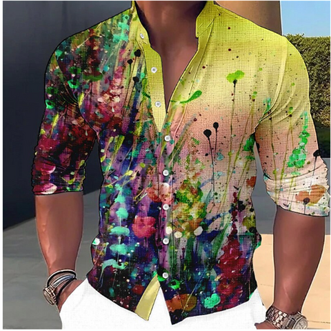 Image of Fashion 3D Printed Collar Shirts Men's Tops Casual Outdoor Party Soft Comfortable Fabric Button Tops-FrenzyAfricanFashion.com