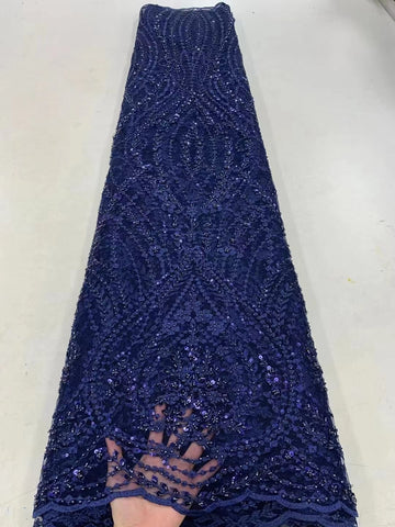 Image of Luxury Handmade Beads Embroidery French Tulle Lace Fabric-FrenzyAfricanFashion.com