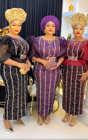 Image of Dashiki Dresses Women Elegant Luxury Velvet Evening Gowns Plus Size Turkey Long Maxi Party Dress-FrenzyAfricanFashion.com