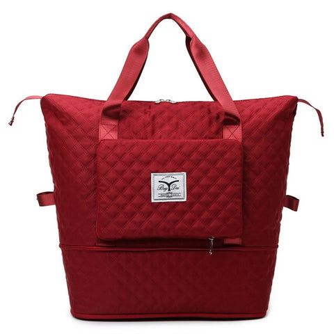 Image of Foldable Travel Bag Wet Dry Separation Waterproof Handbag Lingge Large Capacity Solid Tote Bag Women Gym Yoga Shoulder Bags-FrenzyAfricanFashion.com