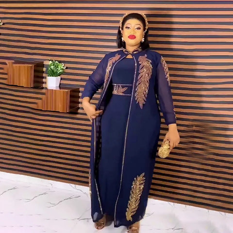 Image of Wedding Party Dresses Women African Long Sleeve Red Black Blue White Long Dress Suit Muslim Abaya-FrenzyAfricanFashion.com