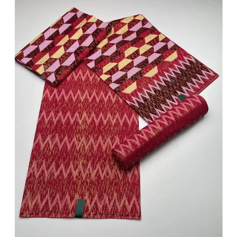 Image of Blue kente Wax Print Fuchsia Fabric Dress Craft DIY Cotton Nananom-FrenzyAfricanFashion.com