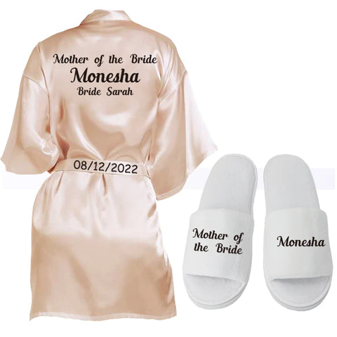 Image of Customized Logo Wedding Bathrobe Faux Silk Bridal Robe Bride Bridesmaid Wedding Robes Woman Bachelorette Hen Party-FrenzyAfricanFashion.com