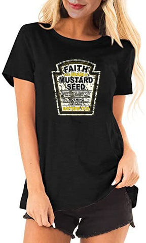 Image of Faith As A Grain of Mustard Seed Women's and Men's Christian Parody T-Shirt Tops Funny Aesthetic Clothes Short Sleeve Blouses-FrenzyAfricanFashion.com