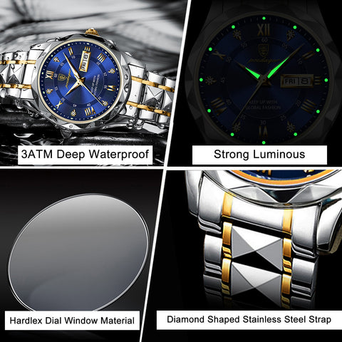 Image of BeniSap Top Brand Luxury Man Wristwatch Waterproof Luminous Date Week Men Watches Stainless Steel-FrenzyAfricanFashion.com