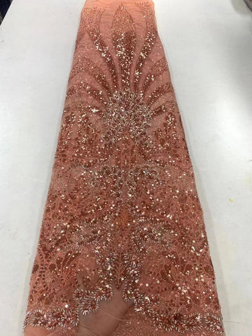 Image of Luxurious Sequence Lace Fabrics With Sequins Beaded-FrenzyAfricanFashion.com