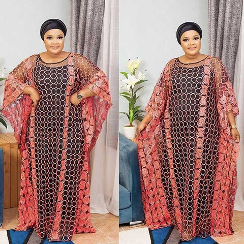 Image of Women Half Sleeve Polyester Long Evening Dresses-FrenzyAfricanFashion.com