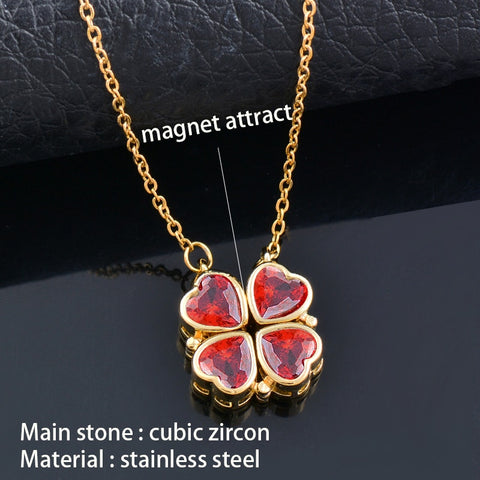 Image of crystal heart flower pendant stainless steel necklace gold silver chain-FrenzyAfricanFashion.com