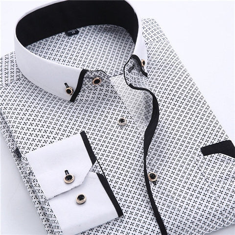 Image of Jenkins Dress Shirt Long Sleeve Slim Fit Button Down Collar Business Shirts-FrenzyAfricanFashion.com