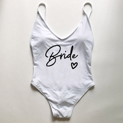 Image of Sexy Padded One Piece Swimsuit TEAM Bride love Swimwear Women Summer Beachwear Bachelor Party Plus Size Bathing Suit Swimming-FrenzyAfricanFashion.com