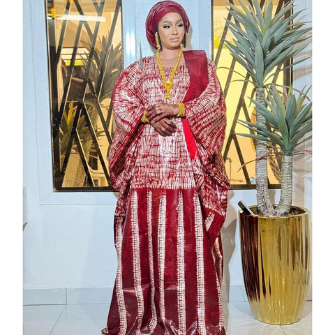 Image of African Dresses Women Traditional Clothing Riche Dashiki Robe With Scarf-FrenzyAfricanFashion.com
