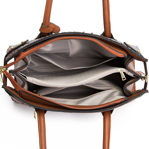 Image of Luxury Croco Pattern Purses and Handbags Set Women Shoulder Designer Brand Leather Crossbody Bag Large Ladies Hand Bags-FrenzyAfricanFashion.com