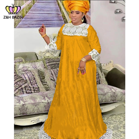 Image of Bazin Riche Swiss Voile Lace Long Dresses Women Party Dashiki-FrenzyAfricanFashion.com