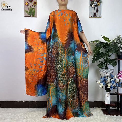Image of Turkey Abaya Loose Silk Oversize Women Clothing-FrenzyAfricanFashion.com