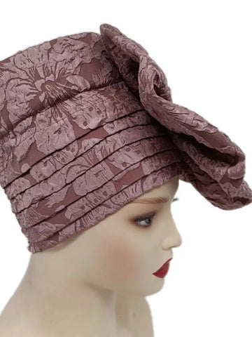 Image of Big Flowers Pleated Top Hats Headtie-FrenzyAfricanFashion.com