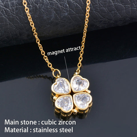 Image of crystal heart flower pendant stainless steel necklace gold silver chain-FrenzyAfricanFashion.com