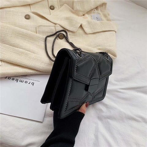 Image of Rivet Chain Small Crossbody Bags for Women 2022 Female Shoulder Messenger Bag Lady Luxury Handbags and Purses Luxury Designer-FrenzyAfricanFashion.com