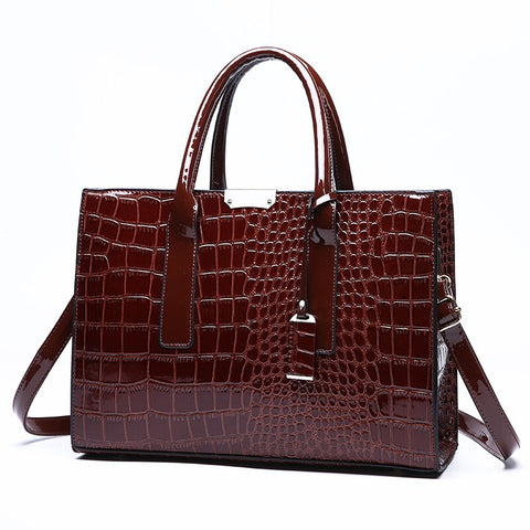 Image of Crocodile Print Women Handbags Purse Tote Bags Adjustable Strap Top Handle Bag Large Capacity Crossbody Bags-FrenzyAfricanFashion.com