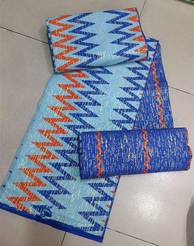 Image of Blue kente Wax Print Fuchsia Fabric Dress Craft DIY Cotton Nananom-FrenzyAfricanFashion.com