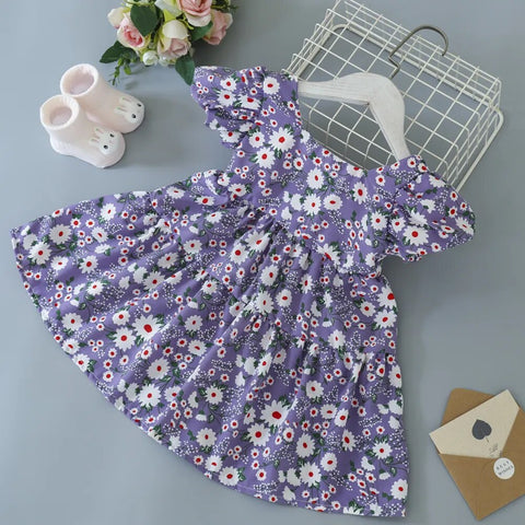Image of Summer Toddler Dresses Baby Girl Clothes Cute Flowers Print Princess Dress-FrenzyAfricanFashion.com