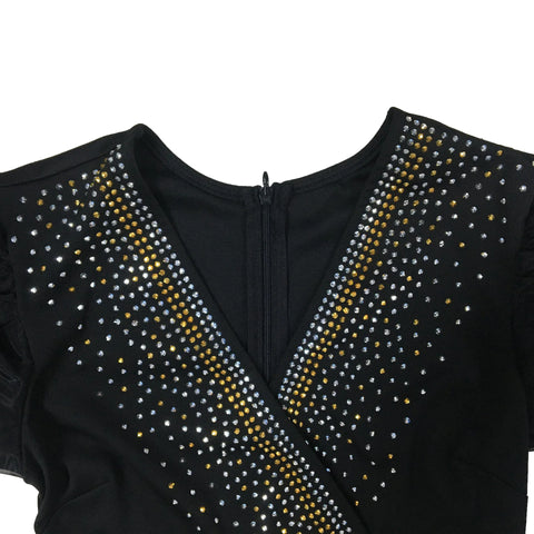 Image of 2023 Women Luxury Diamonds Hot Drill Wrap V-neck Puff Short Sleeve Bodycon Midi Maxi Dress Sexy Night Club Birthday Vestidos-FrenzyAfricanFashion.com