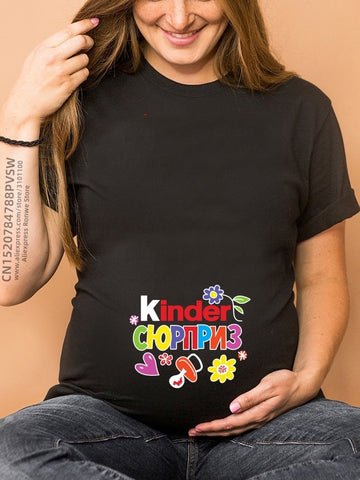 Image of Maternity Clothes Casual Pregnancy T Shirts Baby Print Funny Women Summer Tees Tops White-FrenzyAfricanFashion.com