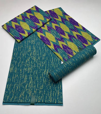 Image of Blue kente Wax Print Fuchsia Fabric Dress Craft DIY Cotton Nananom-FrenzyAfricanFashion.com