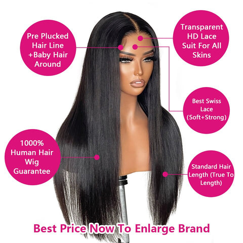 Image of HD Lace Frontal Wig 250% Straight Lace Front Human-FrenzyAfricanFashion.com