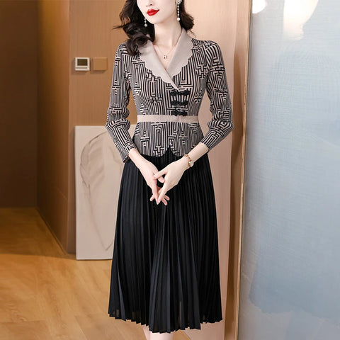 Image of Women's Checker Print Suit Neck Skirt and Top Dress-FrenzyAfricanFashion.com