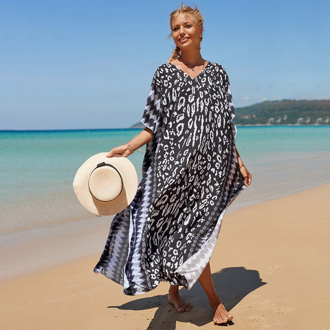Image of Kaftan Dresses Women Bohemian Maxi Tie Dye Rayon Summer Holiday Bathing Suits-FrenzyAfricanFashion.com