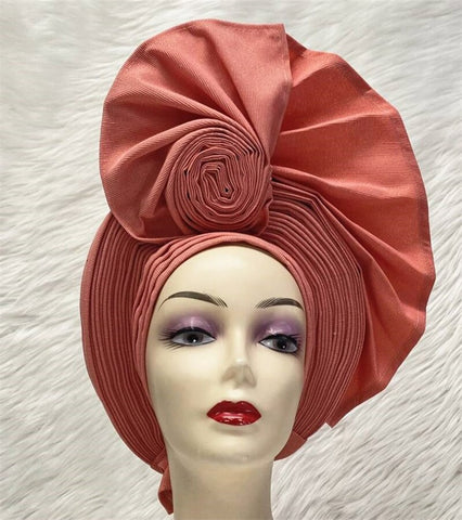 Image of sego gele headtie turbans for women hats for women auto gele headtie already made 2022 aso oke fashion bonnets head wraps-FrenzyAfricanFashion.com